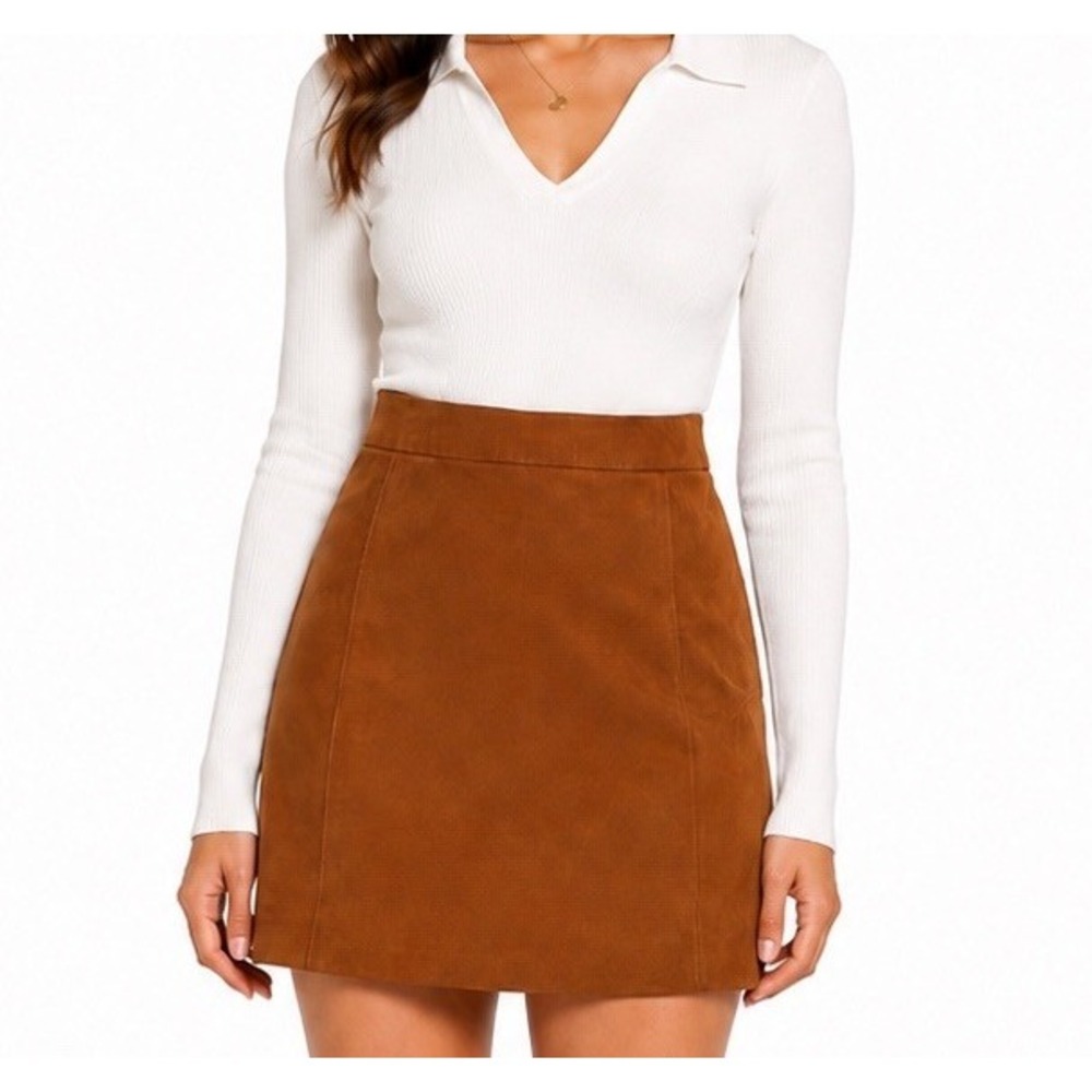 J.Crew Camel Faux Suede A-Line Skirt Size 14 Brown Fall Neutral Heritage Preppy